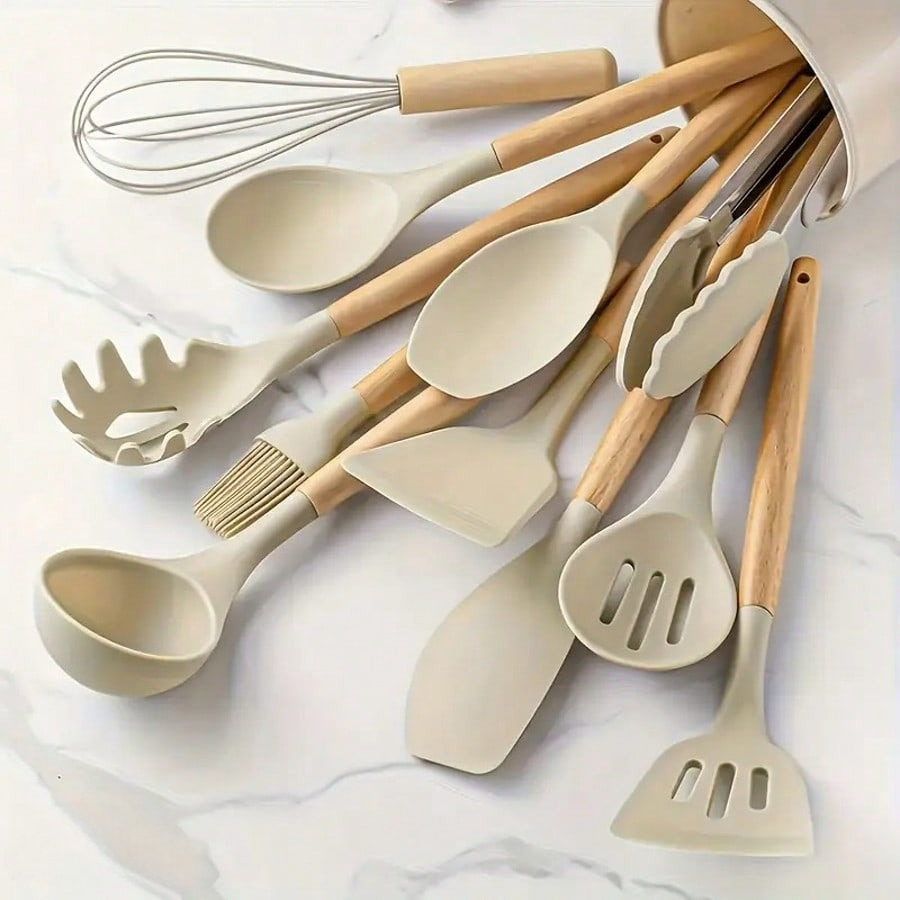 Kitchen Baking Essentials - 나무 손잡이가 달린 12개 세트의 논스틱