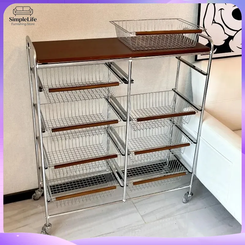 Kitchen Baking Cart - 레트로 주방 카트 바퀴 달린 이동식