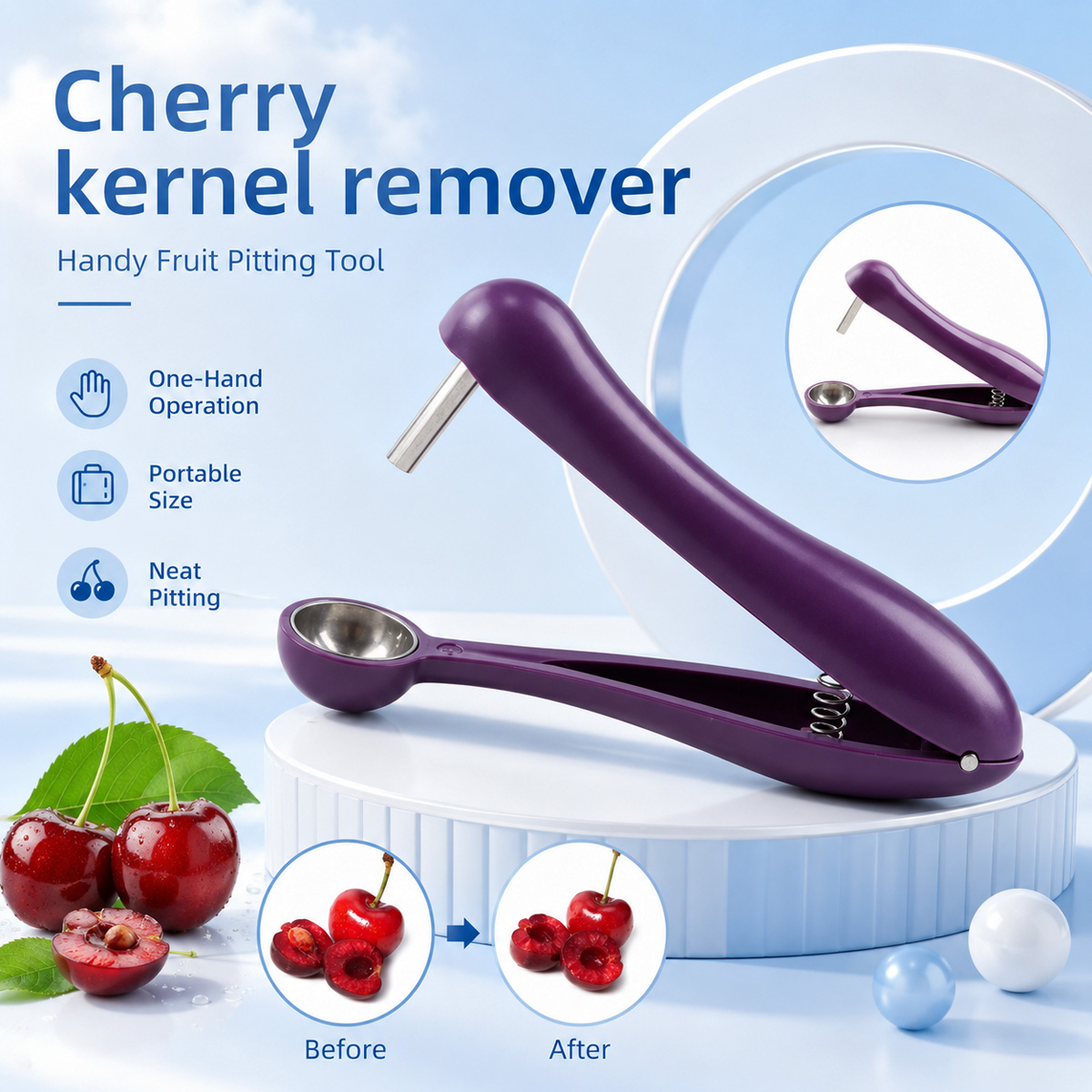 Kitchen Tools In Baking - 체리 씨 제거기 휴대용 체리 피터