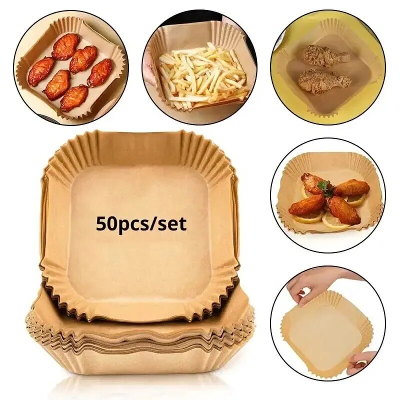 Kitchen Baking Paper - 50Pcs 에어 프라이어 일회용 종이 비