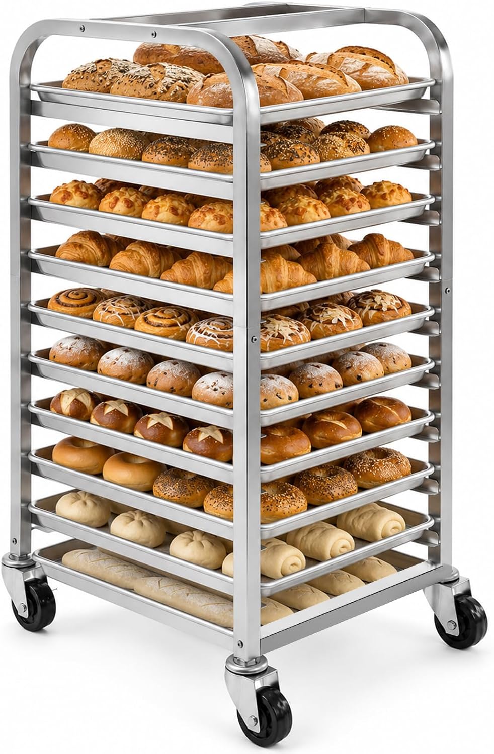 Kitchen Baking Cart - 10단 스테인리스 스틸 시트 팬 랙
