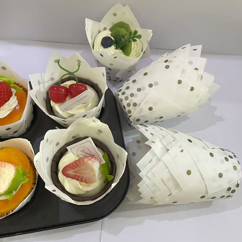 Kitchen Baking Paper - 50개/100개 골드 도트 튤립 케이크 컵,