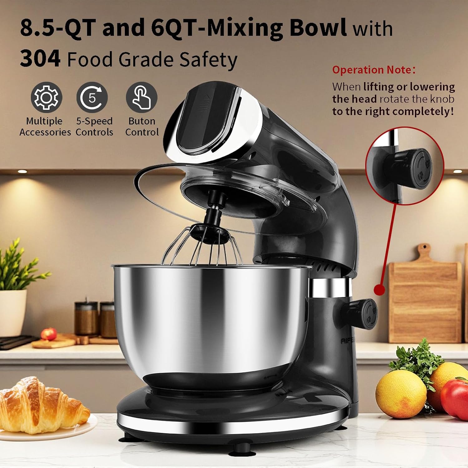 블랙 전기 스탠드 믹서 85QT 6QT 두 개의 스테인 - Stand Mixer Bowl 리뷰 및 가격