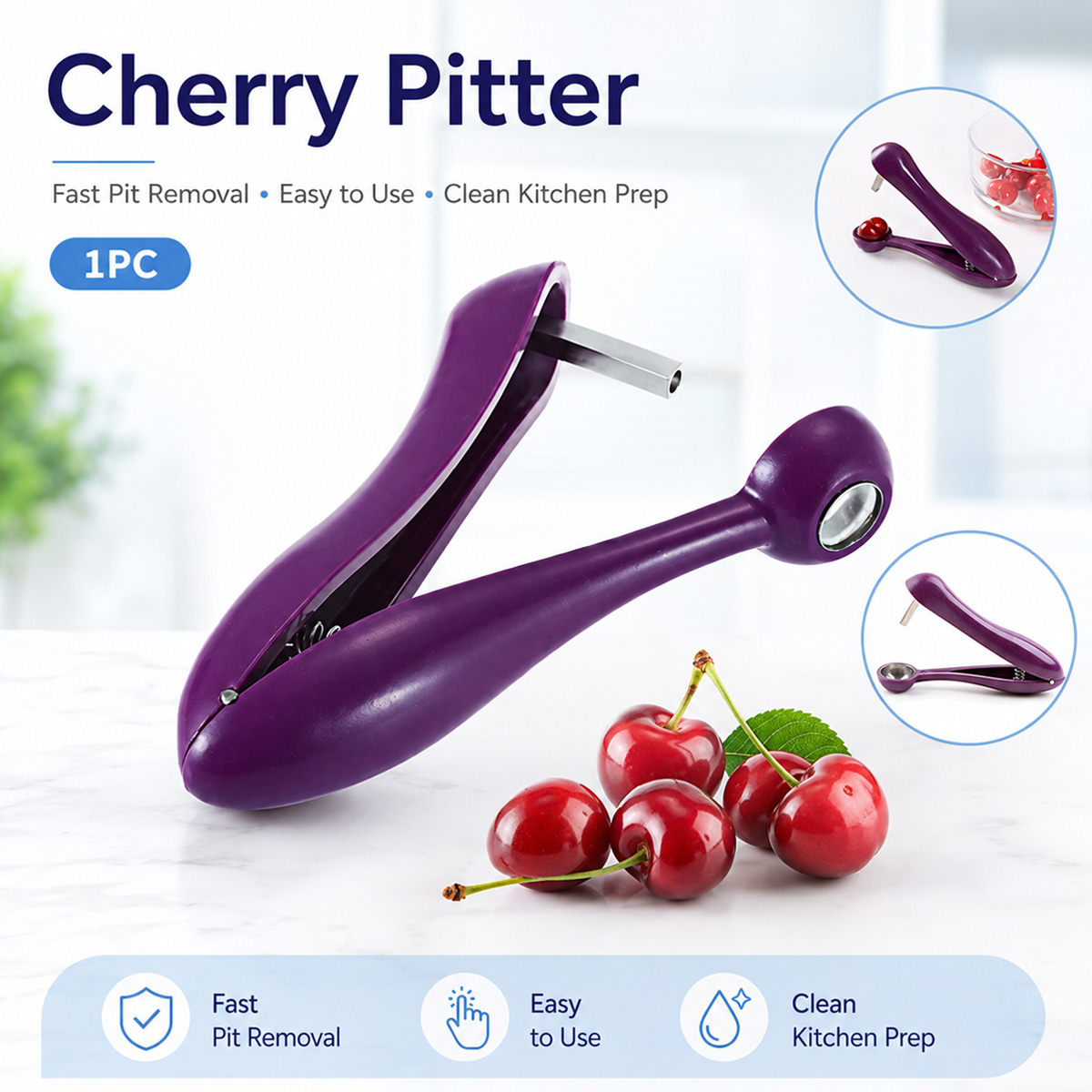 체리 씨 제거기 휴대용 체리 피터 도구 및 올리브 피터 - Kitchen Tools In Baking 리뷰 및 가격